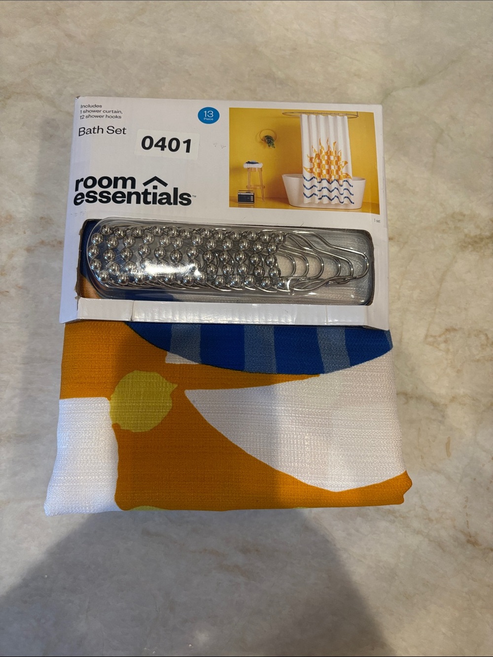 Room Essentials Abstract Shower Curtain in Yellow, Blue & White